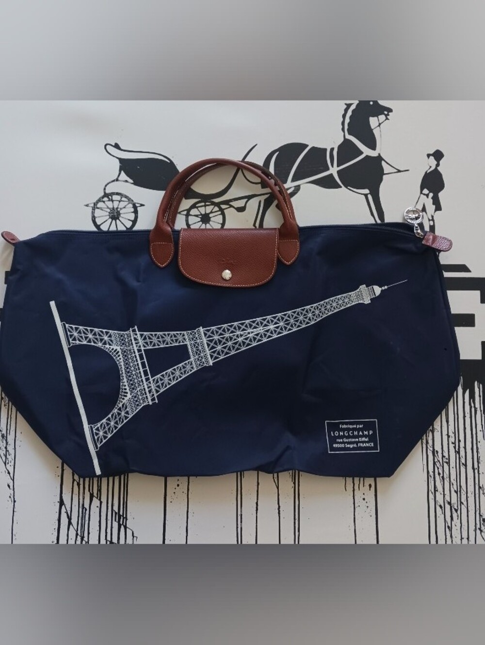 Longchamp Eiffel Tower Blue/ Brown Travel Bag